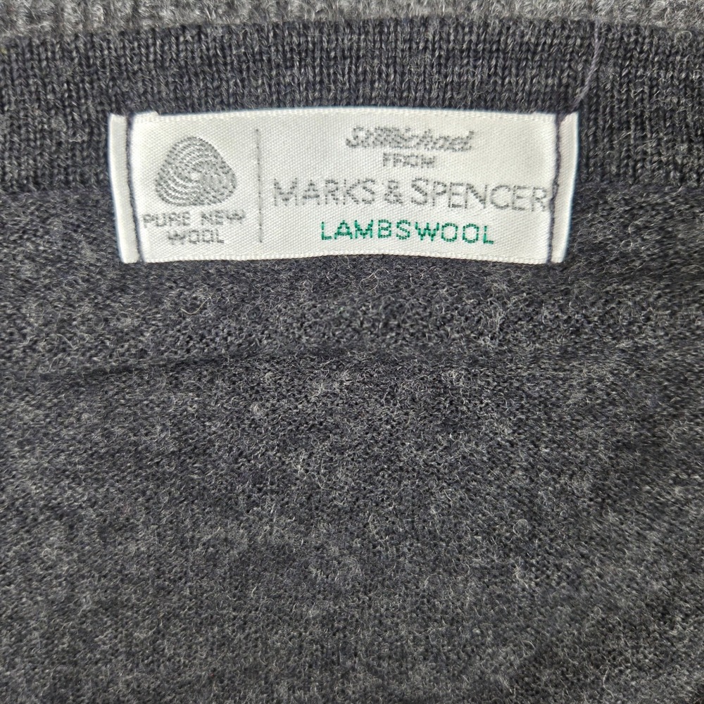 Vintage St Michael Marks & Spencer Lambswool V-Neck‎ Sweater Grey Mens Medium UK